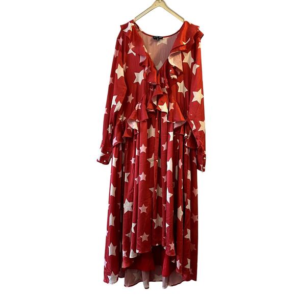 Sister Jane midi ruffle dress with full skirt in red star print size M SW - Picture 5 of 9